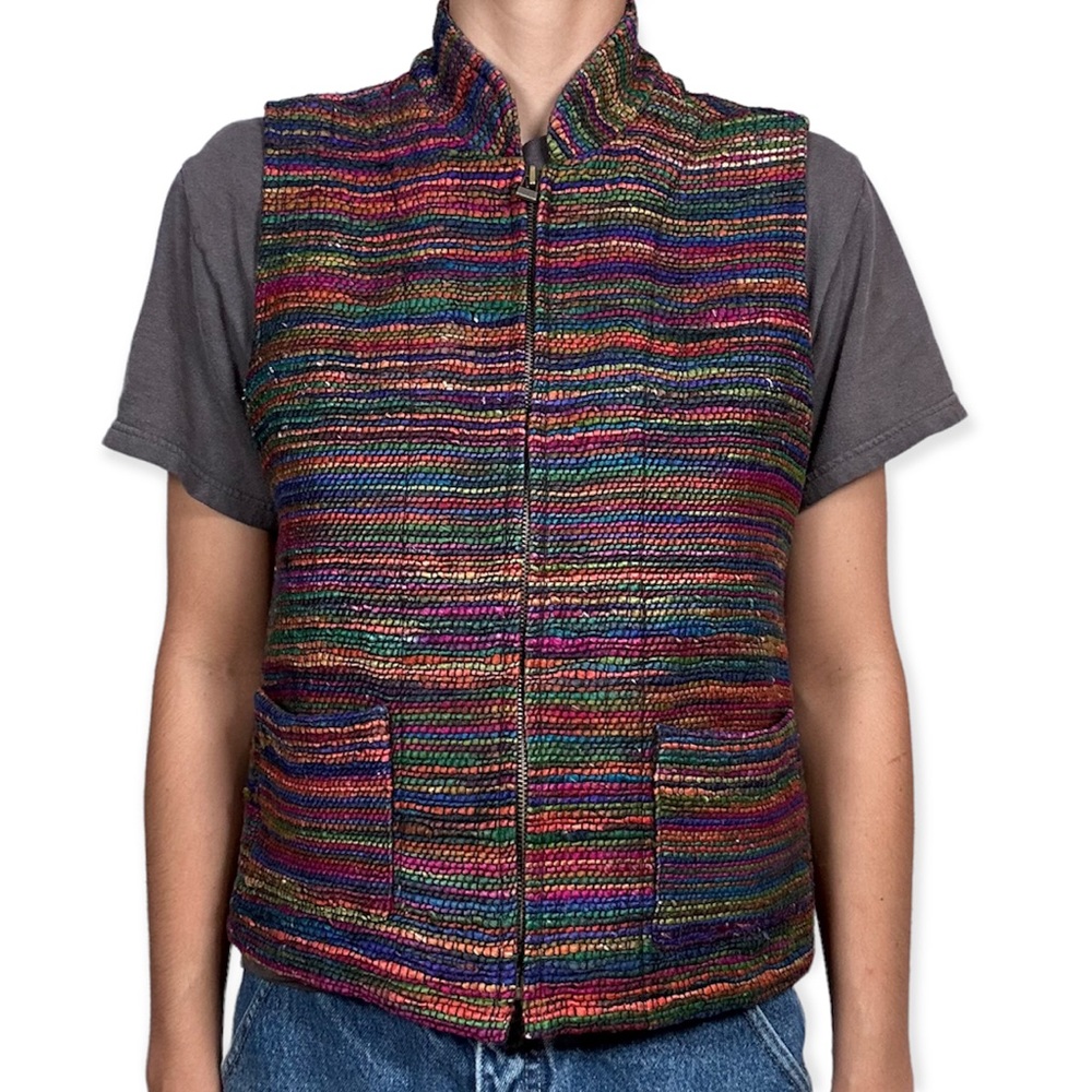 Chico’s Silk blend weaved rainbow vest